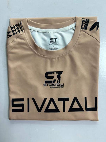 Light brown with black tribal design.